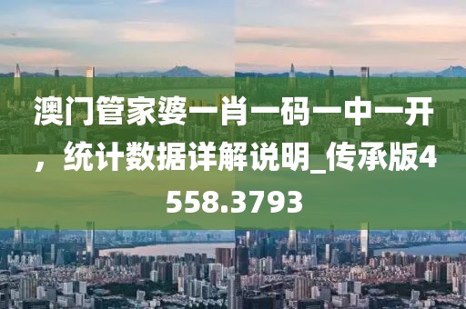 澳门管家婆一肖一码一中一开，统计数据详解说明_传承版4558.3793