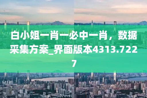 白小姐一肖一必中一肖，数据采集方案_界面版本4313.7227