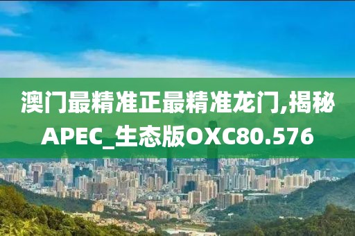 澳门最精准正最精准龙门,揭秘APEC_生态版OXC80.576