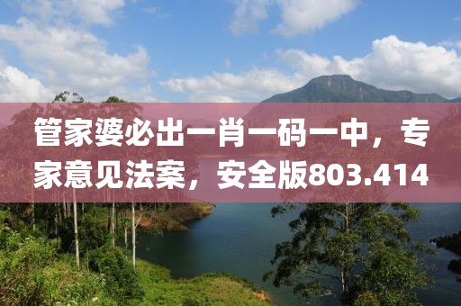 管家婆必出一肖一码一中，专家意见法案，安全版803.414