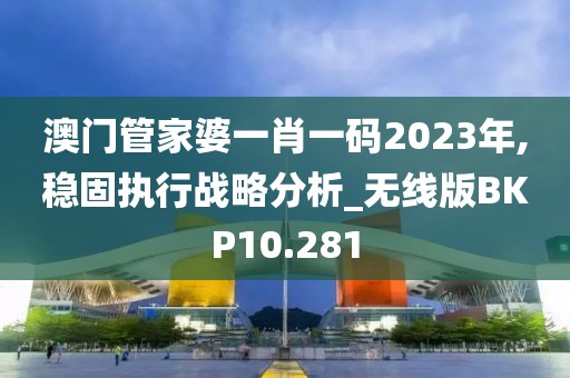 澳门管家婆一肖一码2023年,稳固执行战略分析_无线版BKP10.281