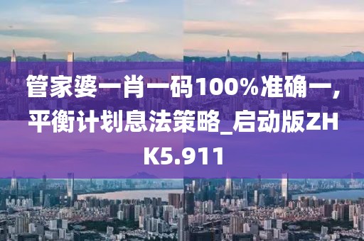 管家婆一肖一码100%准确一,平衡计划息法策略_启动版ZHK5.911