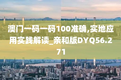 澳门一码一码100准确,实地应用实践解读_亲和版DYQ56.271