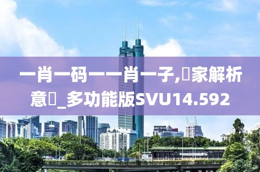一肖一码一一肖一子,專家解析意見_多功能版SVU14.592