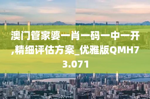 澳门管家婆一肖一码一中一开,精细评估方案_优雅版QMH73.071